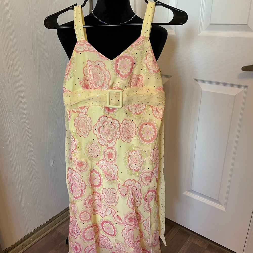 Hype Pink and Cream Floral Kids Dress Size 14
